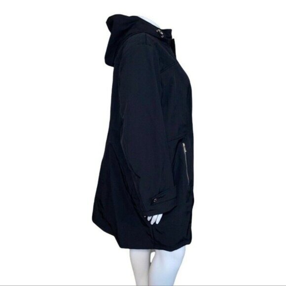 MICHAEL Michael Kors Womens Black Hooded Zip Water Resistant Raincoat Small NWT - Picture 5 of 11